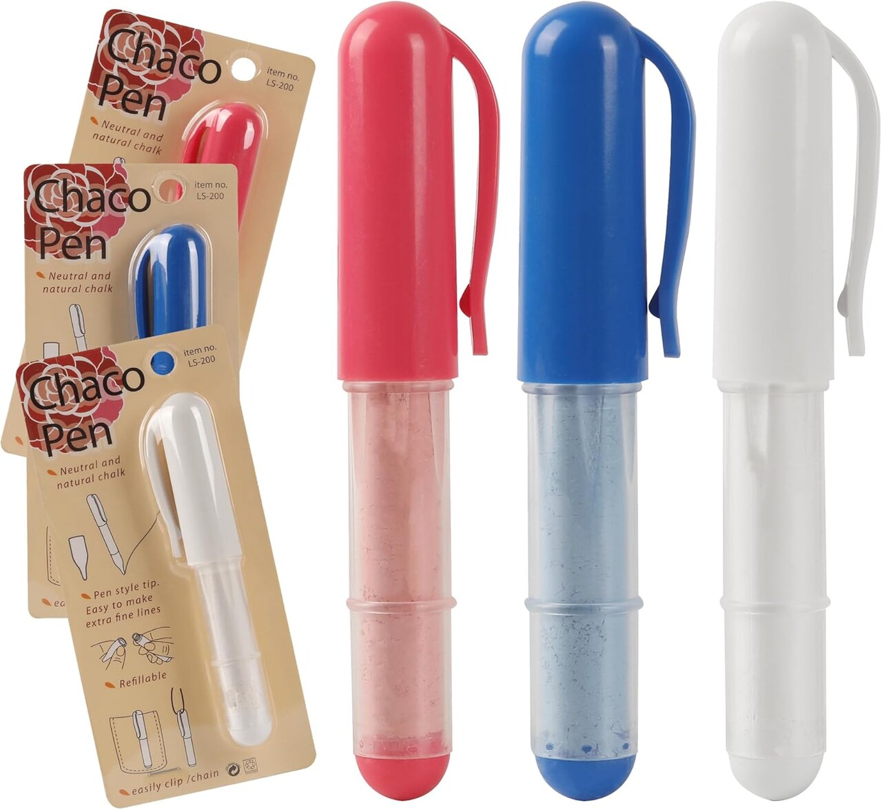 Fabric Chalk Markers -Erase Tailor’s Chalk (Red & Blue & White)